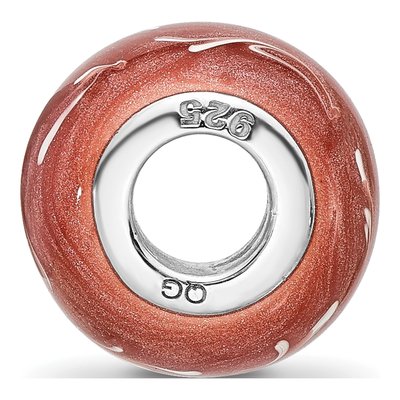 Sterling Silver Dark Coral Enamel Bead – view 3