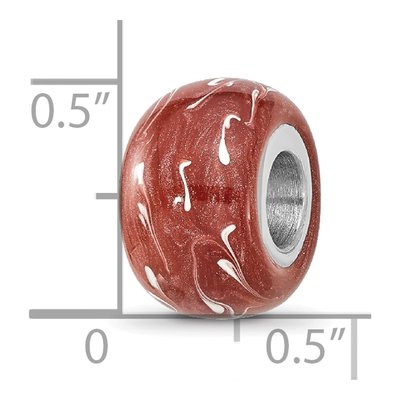 Sterling Silver Dark Coral Enamel Bead – view 6