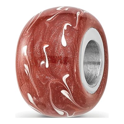 Sterling Silver Dark Coral Enamel Bead