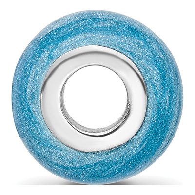 Sterling Silver Light Blue Shimmer Enamel Bead – view 3