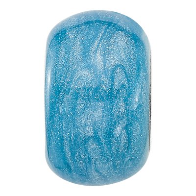 Sterling Silver Light Blue Shimmer Enamel Bead – view 5