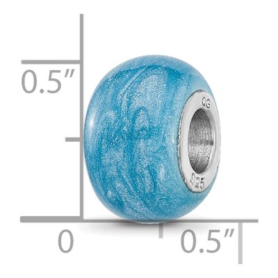 Sterling Silver Light Blue Shimmer Enamel Bead – view 6