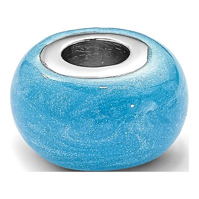 Sterling Silver Light Blue Shimmer Enamel Bead – view 7