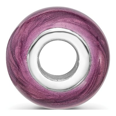 Sterling Silver Purple Shimmer Enamel Bead – view 3
