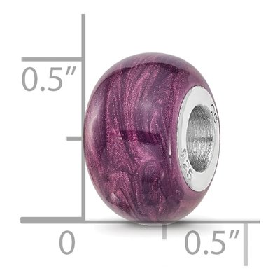 Sterling Silver Purple Shimmer Enamel Bead – view 6