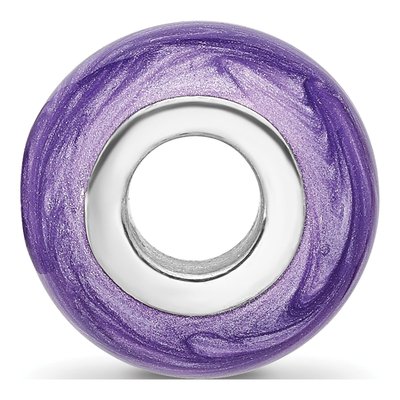 Sterling Silver Purple Enamel Shimmer Bead – view 3