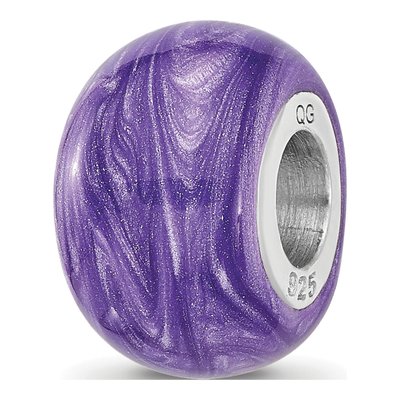Sterling Silver Purple Enamel Shimmer Bead