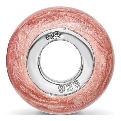 Sterling Silver Dark Pink Enamel Bead – view 3