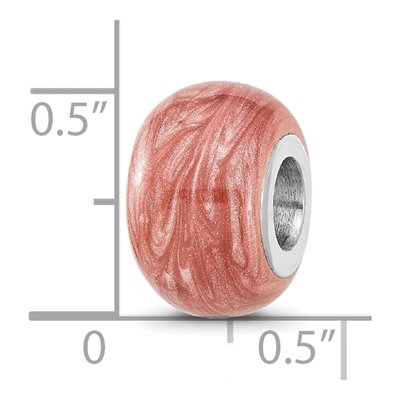 Sterling Silver Dark Pink Enamel Bead – view 6