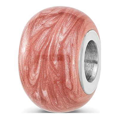 Sterling Silver Dark Pink Enamel Bead