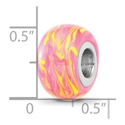 Sterling Silver Neon Pink Orange Enamel Bead – view 5