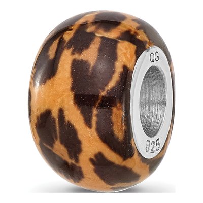 Sterling Silver Leopard Enamel Bead