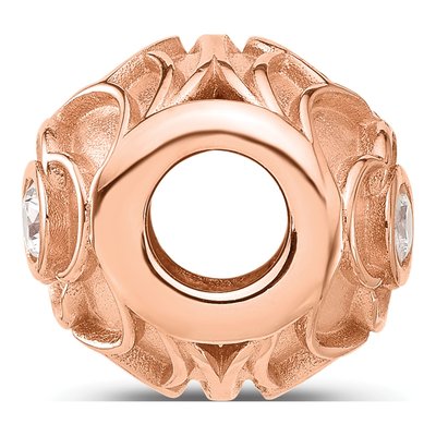 Rose Gold-Plated Sterling Silver CZ Floral Bead – view 3