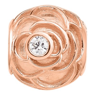 Rose Gold-Plated Sterling Silver CZ Floral Bead – view 4