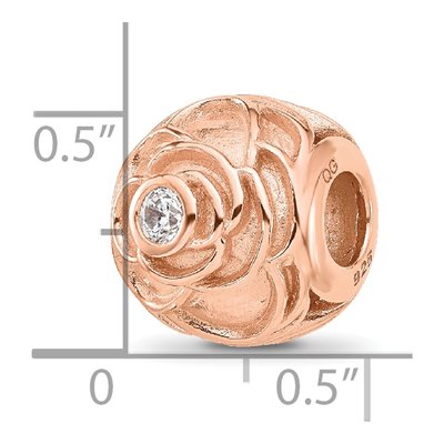Rose Gold-Plated Sterling Silver CZ Floral Bead – view 5