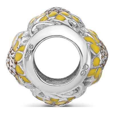 Sterling Silver Enameled Sunflower Bead – view 3