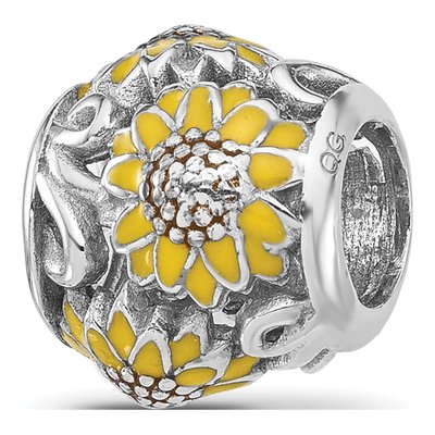 Sterling Silver Enameled Sunflower Bead – view 5