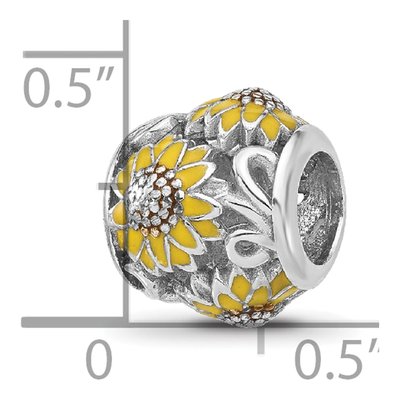 Sterling Silver Enameled Sunflower Bead – view 6
