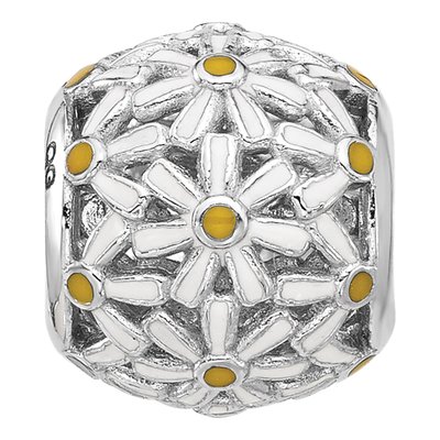 Sterling Silver Enameled Daisy Bead – view 4