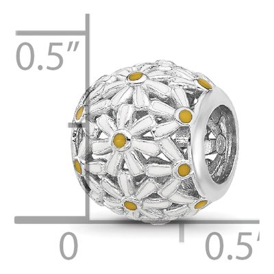 Sterling Silver Enameled Daisy Bead – view 5
