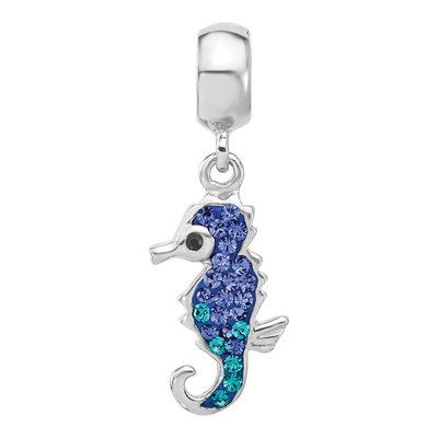 Sterling Silver Crystal Seahorse Dangle Bead – view 4