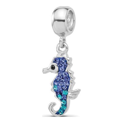 Sterling Silver Crystal Seahorse Dangle Bead