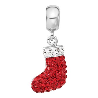 Sterling Silver Crystal Christmas Stocking Dangle Bead – view 4