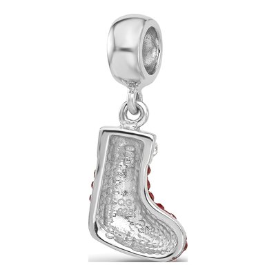 Sterling Silver Crystal Christmas Stocking Dangle Bead – view 5