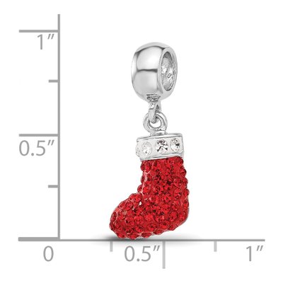 Sterling Silver Crystal Christmas Stocking Dangle Bead – view 6
