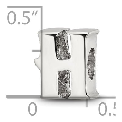 Sterling Silver Letter H Bead – view 6