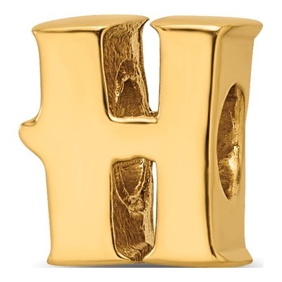 Gold-Plated Sterling Silver Letter H Bead