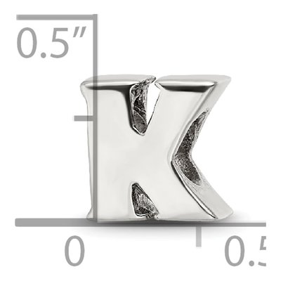 Sterling Silver Letter K Bead – view 6