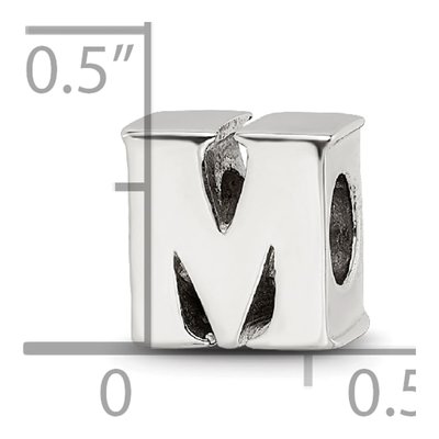 Sterling Silver Letter M Bead – view 6