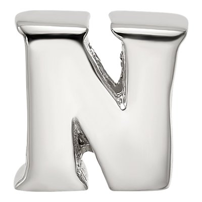 Sterling Silver Letter N Bead – view 5
