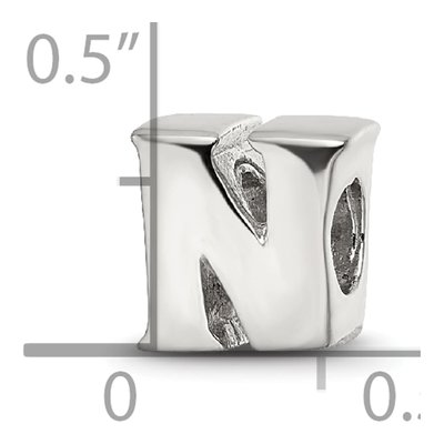Sterling Silver Letter N Bead – view 6
