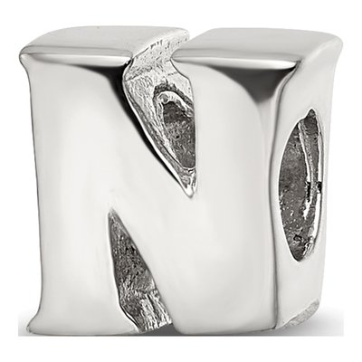 Sterling Silver Letter N Bead