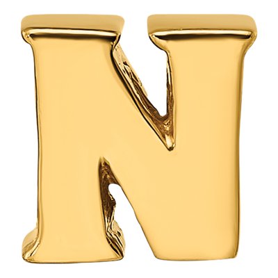 Gold-Plated Sterling Silver Letter N Bead – view 5
