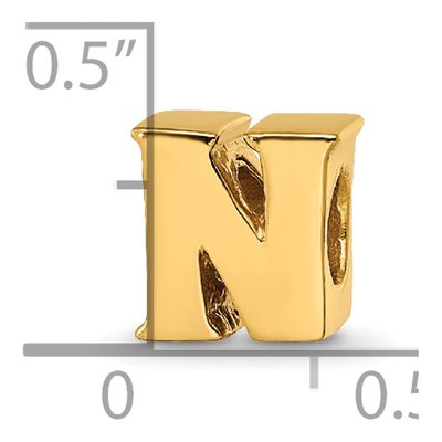 Gold-Plated Sterling Silver Letter N Bead – view 6