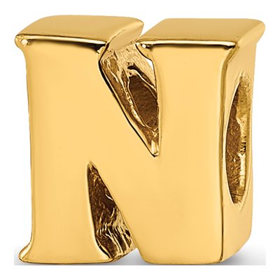 Gold-Plated Sterling Silver Letter N Bead