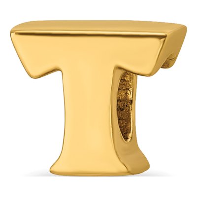 Gold-Plated Sterling Silver Letter T Bead