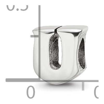 Sterling Silver Letter U Bead – view 6