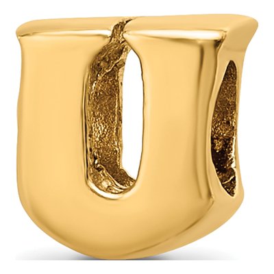 Gold-Plated Sterling Silver Letter U Bead