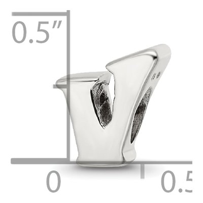 Sterling Silver Letter V Bead – view 6