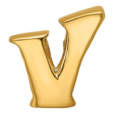 Gold-Plated Sterling Silver Letter V Bead – view 5