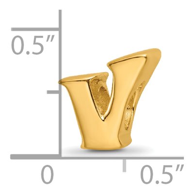 Gold-Plated Sterling Silver Letter V Bead – view 6