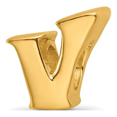Gold-Plated Sterling Silver Letter V Bead