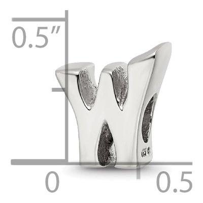 Sterling Silver Letter W Bead – view 6