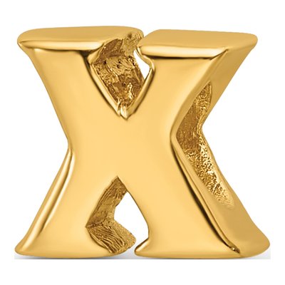 Gold-Plated Sterling Silver Letter X Bead