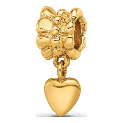 Gold-Plated Sterling Silver Heart Dangle Bead