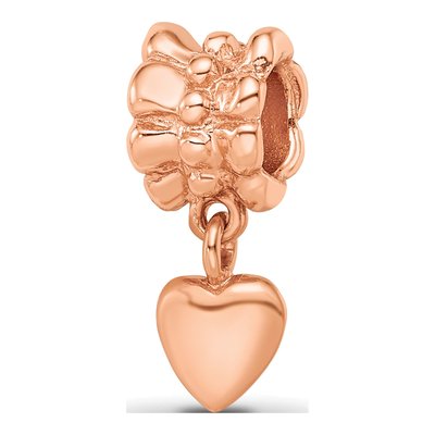 Rose Gold-Plated Sterling Silver Heart Dangle Bead